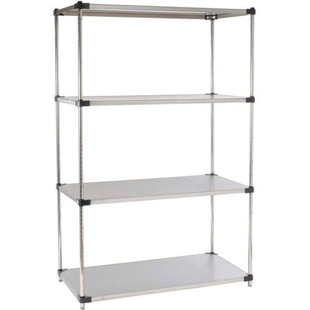 GLOBAL INDUSTRIAL 5 Tier Solid Stainless Steel Shelving Starter Unit, 48W x 24D x 74H B2335398